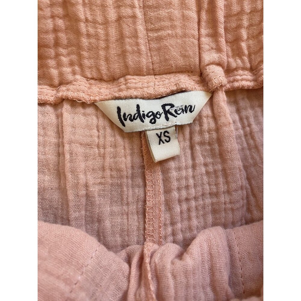 Indigo Rein Misty Rose Soft Gauze Cotton Pants XS With Paperbag Waist & Tie Belt - Picture 3 of 5